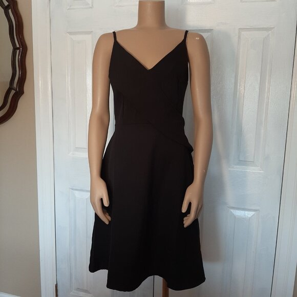 TRENDYOL Black V-Neck Sleeveless A-Line Flowy Cocktail Dress - Size 40 - Picture 8 of 11